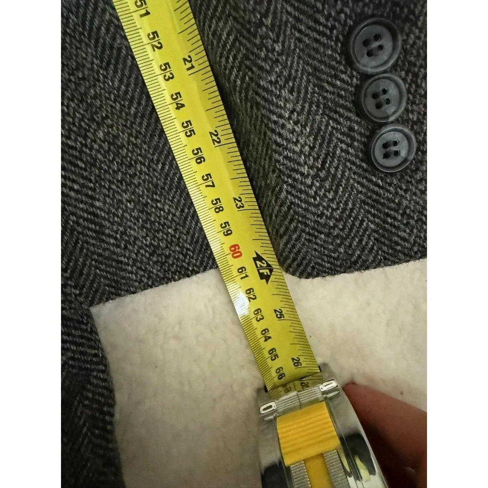 Towncraft Blazer Mens 46R Gray Herringbone Wool‎ Blend 2 Button Sport Coat Lined